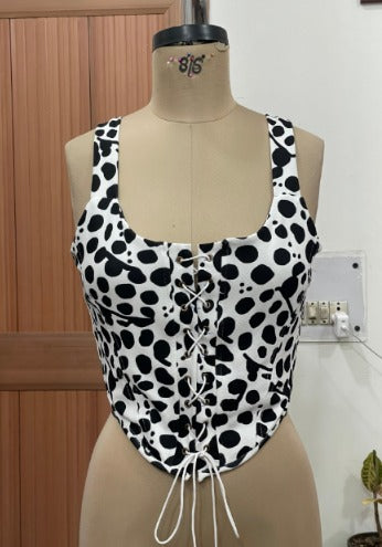 TANDUL Women Black and White Corset Top
