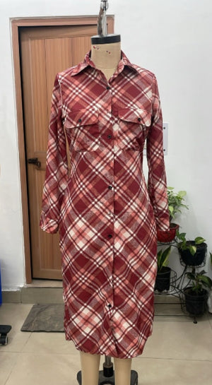 TANDUL Women Plaid Collared Dress