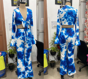 TANDUL Women Blue and White Tie-Dye Co-ord Set