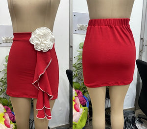 TANDUL Women High-Waisted Red Bodycon Mini Skirt