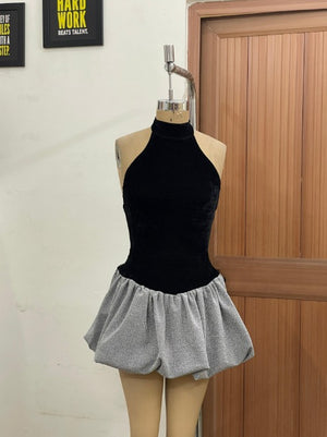 TANDUL Women Black and Grey Bubble Hem Dress