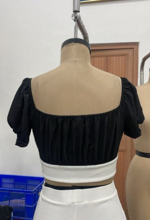 TANDUL Women Monochrome Lace-Up Crop Top