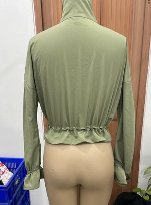 TANDUL Women Olive Green Windbreaker Jacket