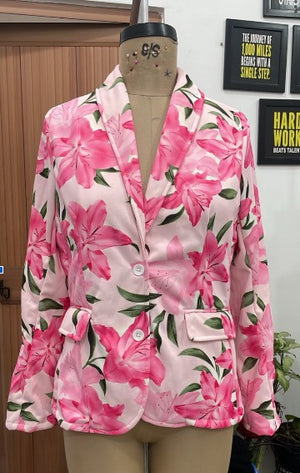 TANDUL Women Tropics Paradise Shavl-Collar Floral Blazer