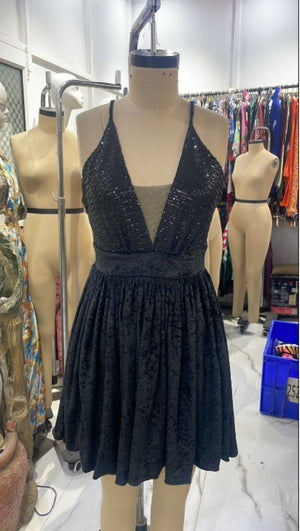 TANDUL Women Glamorous Black Sequin Dress