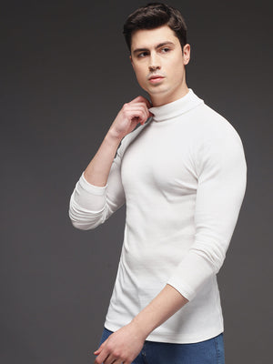 TANDUL  Men Solid Turtle Neck White Sweater