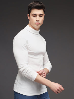 TANDUL  Men Solid Turtle Neck White Sweater