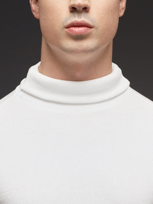TANDUL  Men Solid Turtle Neck White Sweater