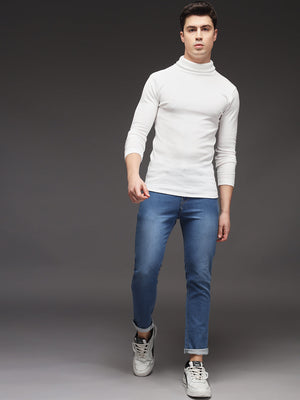 TANDUL  Men Solid Turtle Neck White Sweater