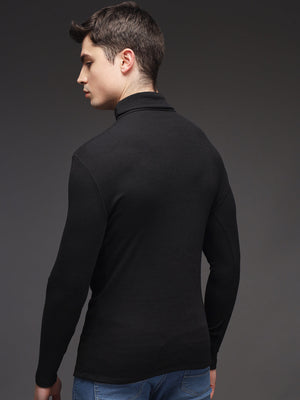 TANDUL  Men Solid Turtle Neck Black Sweater