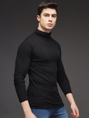 TANDUL  Men Solid Turtle Neck Black Sweater