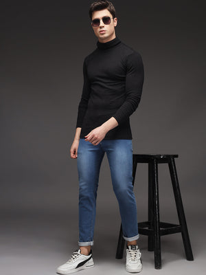 TANDUL  Men Solid Turtle Neck Black Sweater