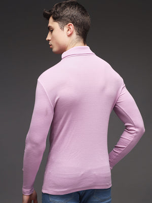 TANDUL Men Solid Turtle Neck Purple Sweater