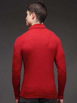 TANDUL  Men Solid Turtle Neck Maroon Sweater