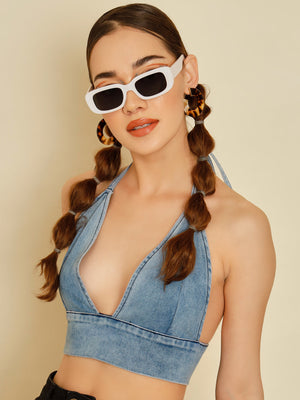 TANDUL  Casual Sleeveless Solid Women Blue Top