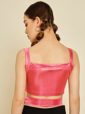 TANDUL  Casual Sleeveless Solid Women Pink Top