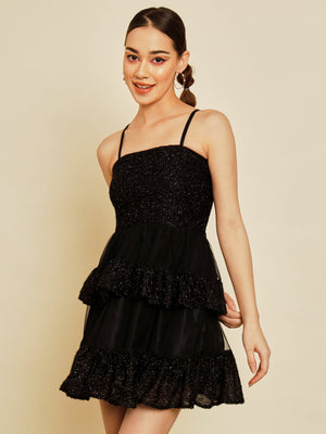 TANDUL Women A-line Black Dress