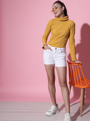 TANDUL Solid Collared Neck Casual Women Yellow Sweater