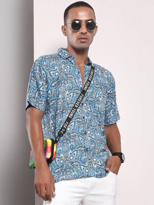 TANDUL Men Regular Fit Printed Double Collar Formal Shirt
