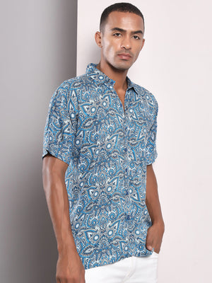 TANDUL Men Regular Fit Printed Double Collar Formal Shirt
