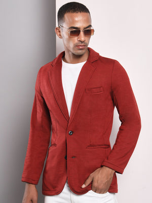 TANDUL  Men Printed Single Breasted Casual Blazer  (Maroon)