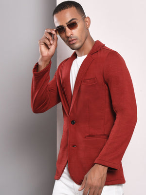 TANDUL  Men Printed Single Breasted Casual Blazer  (Maroon)