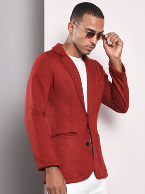 TANDUL  Men Printed Single Breasted Casual Blazer  (Maroon)