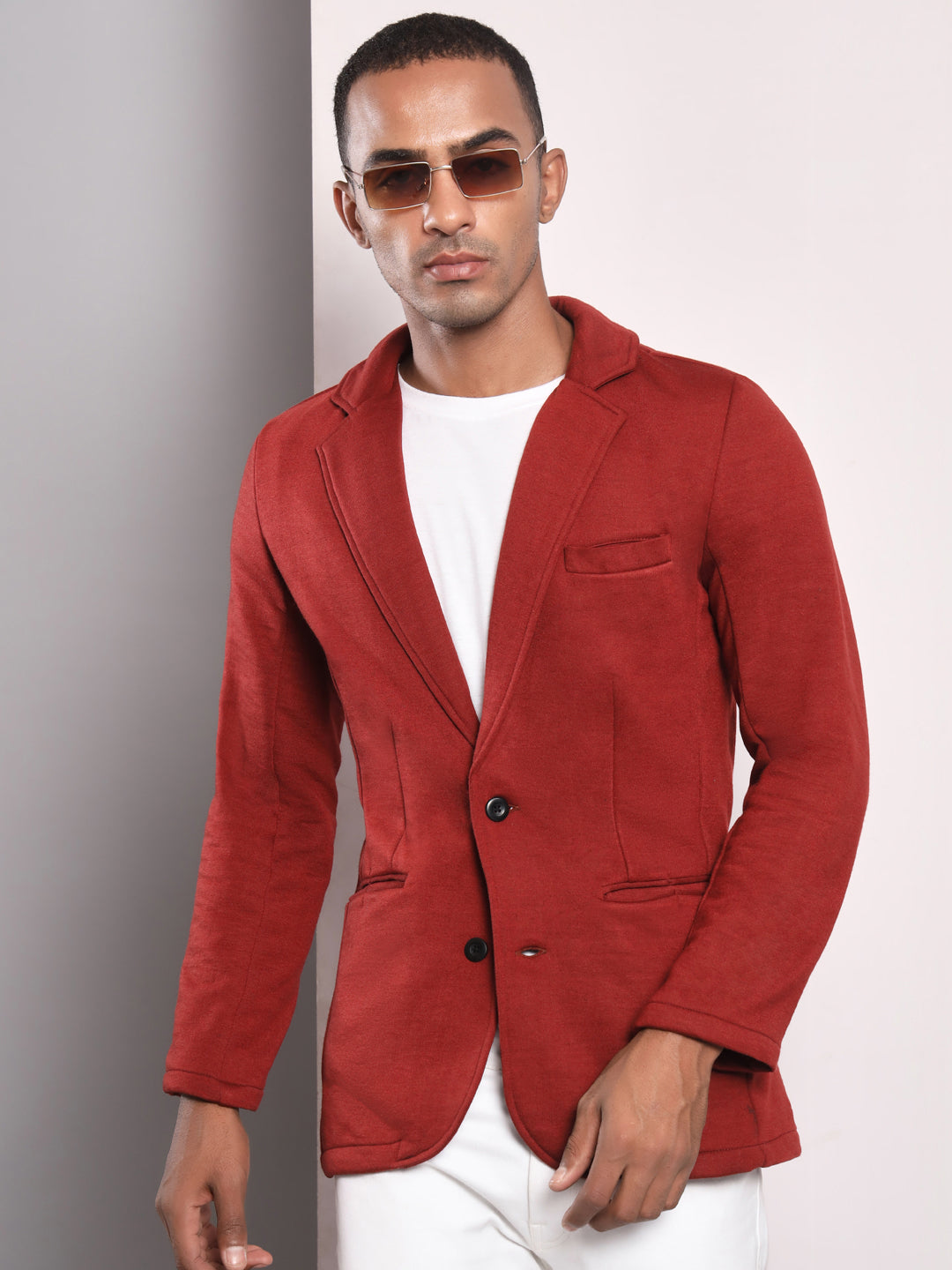 TANDUL  Men Printed Single Breasted Casual Blazer  (Maroon)