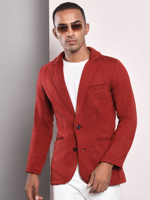 TANDUL  Men Printed Single Breasted Casual Blazer  (Maroon)