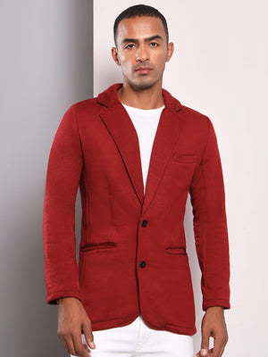 TANDUL  Men Printed Single Breasted Casual Blazer  (Maroon)