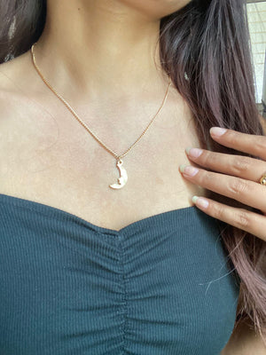 JEWEL Moon Shaped Locket Chain