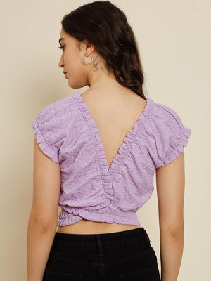 TANDUL Casual Solid Women Purple Top