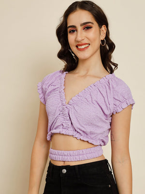TANDUL Casual Solid Women Purple Top