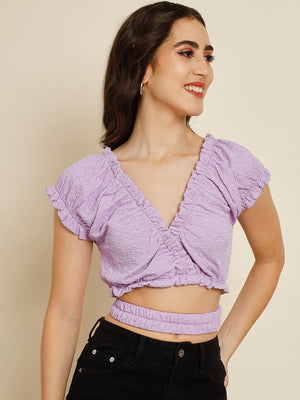 TANDUL Casual Solid Women Purple Top
