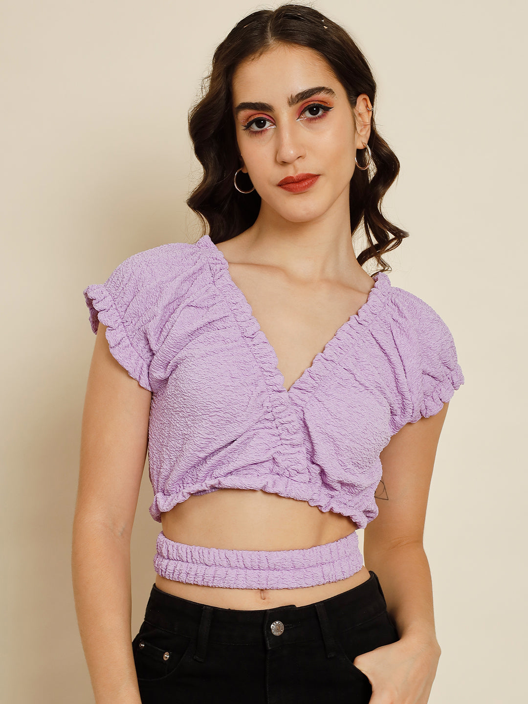 TANDUL Casual Solid Women Purple Top
