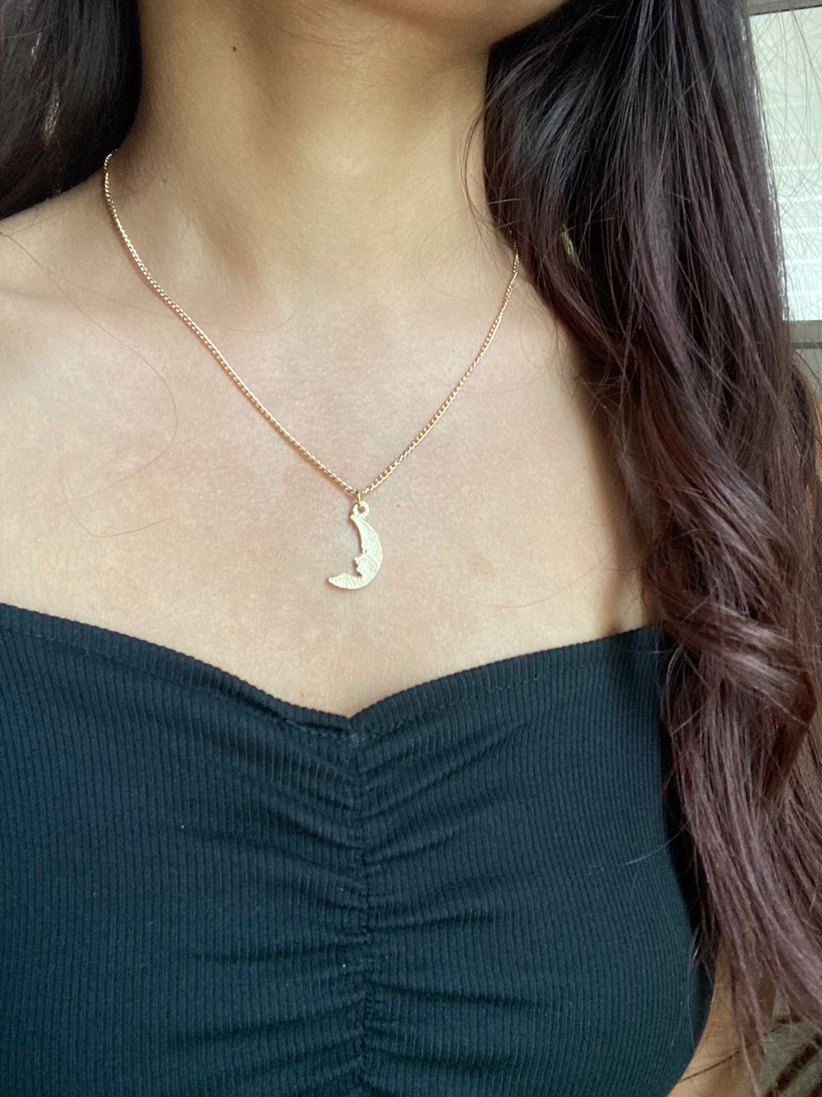 JEWEL Moon Shaped Locket Chain