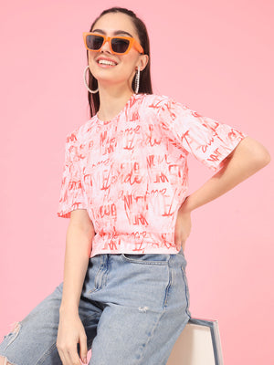 TANDUL Printed Women Round Neck Multicolor T-Shirt