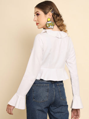 TANDUL  Casual Regular Sleeves Solid Women White Top