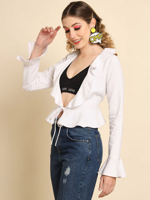 TANDUL  Casual Regular Sleeves Solid Women White Top
