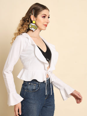 TANDUL  Casual Regular Sleeves Solid Women White Top