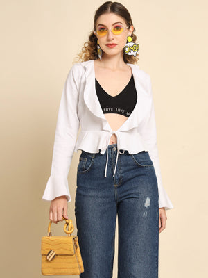 TANDUL  Casual Regular Sleeves Solid Women White Top