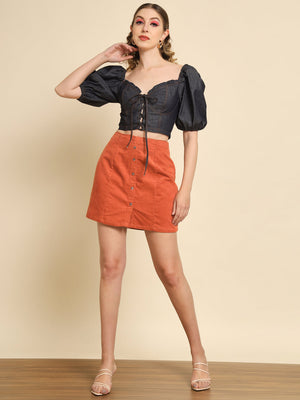 TANDUL Casual Ruffled Sleeves Solid Women Grey Top