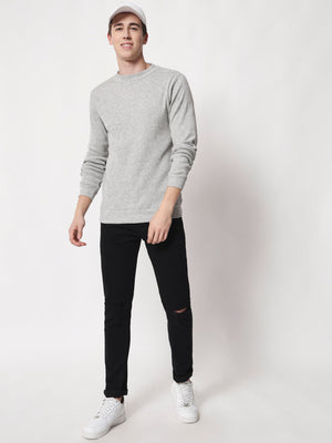 TANDUL  Men Solid Round Neck Grey T-Shirt