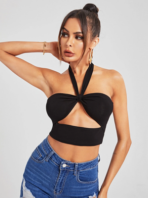 TANDUL Casual Solid Women Black Top