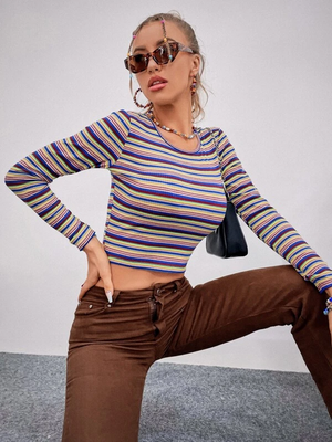 Casual Regular Sleeves Printed Women Multicolor Top