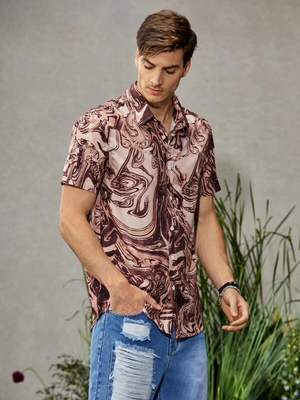 Men Regular Fit Printed Built-up Collar Casual Shirt