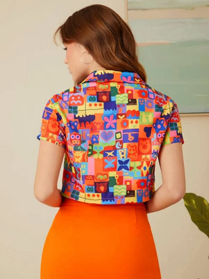 Women Regular Fit Printed Built-up Collar Casual Shirt
