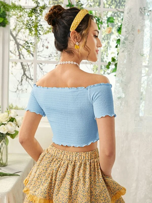 TANDUL  Casual Noodle Straps Solid Women Blue Top