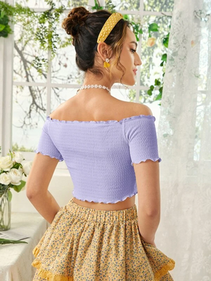 TANDUL  Casual Regular Sleeves Solid Women Purple Top