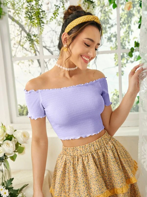 TANDUL  Casual Regular Sleeves Solid Women Purple Top